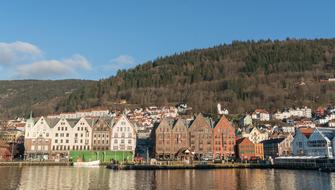 Architecture and mountain in Bergen Norway
