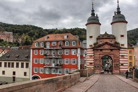 Beautiful and colorful buildings under cloudy sky