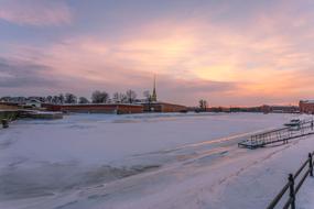 ice on the river and the Peter and Paul Fortress in St. Petersburg, winter