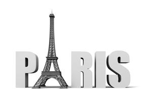 paris eiffel tower architecture 3d text