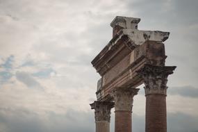 Greek Temple Ruins and white sky