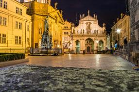 Prague Night City street