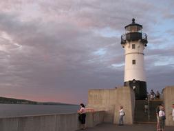 lighthouse at Duluth at dusk