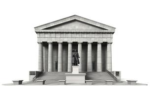 Model of the Federal Hall, with the statue and columns, in New York, USA, clipart