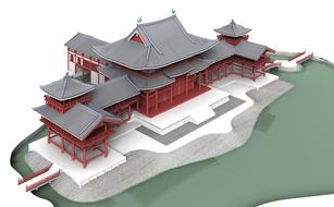 3d image of a chinese monastery