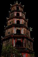 high temple in vietnam at night