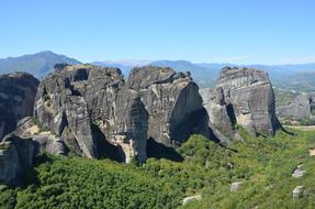 Meteora Greece Cliff and green trees