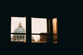 view from the dark room to the cathedral