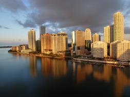 Miami Florida Skyline and water