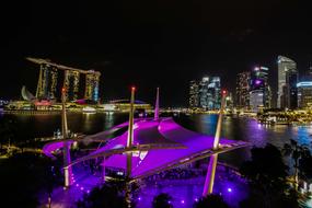 Night illuminated Architecture in City