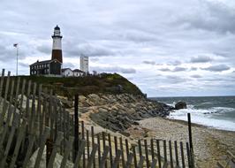 lighthouse at Montauk on a cloudy day