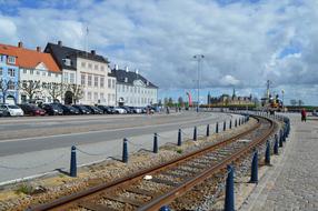 rails on a city street in Helsingor