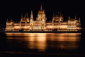 Budapest Hungary Parliament night lights