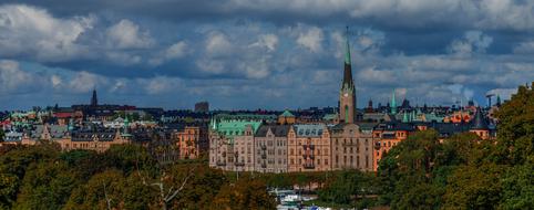 cityscape behind the trees in stockholm