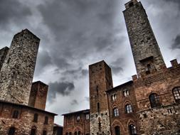 San Gimignano Towers and dark sky