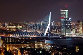 Rotterdam Bridge city night