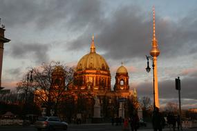 Berlin Dom Tv Tower sunset