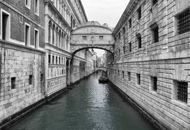 Italy Canal black and white