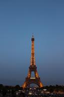 distant view of the eiffel tower at dusk