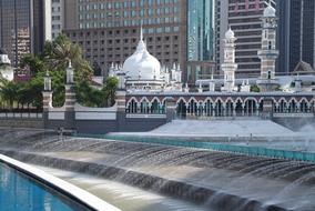 water compositions in front of the Masjid Jamek Mosque