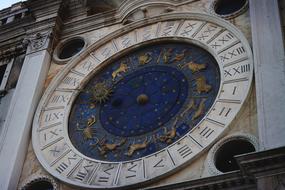 gold blue tower clock in Venice