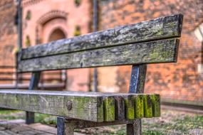 old wooden Bank Bench in Park