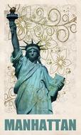 clipart of manhattan statue liberty new york