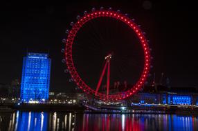 London Eye in the night red light