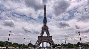 Eiffel Tower Paris Monument dark sky