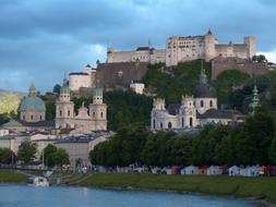 Beautiful castle on the hill, on the coast in Salzburg, Austria