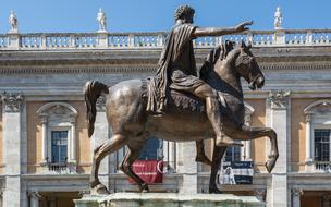 Capitol Marcus aurelius monument on Square in Rome