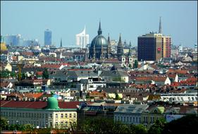 Beautiful city view of Vienna with colorful buildings in Austria