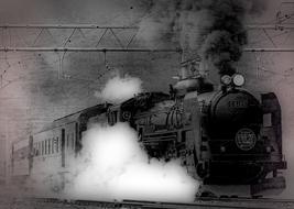 black and white photo of a steam locomotive on the railway