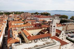 panoramic view of architecture with brown roofs in Zadar