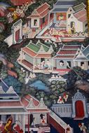mural painting of temple in Thailand