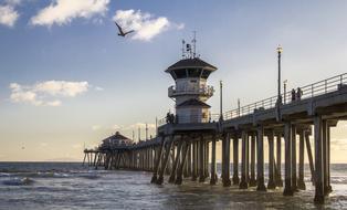 pier in Huntington Beach in California, US