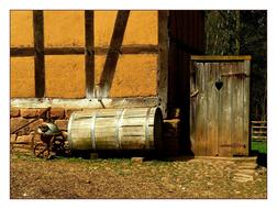 wooden barrel near Truss House