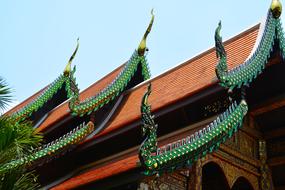 ornamented temple roofs in Thailand