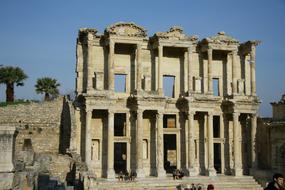 Beautiful library building, with the columns, in Ephesus, Turkey