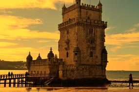 Lisbon Monument in the yellow twilight