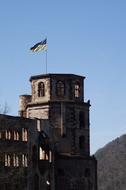 Architecture with flag on roof