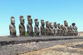 stone moai on Easter island