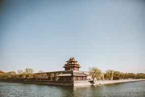 landscape of Building Architecture wood and river