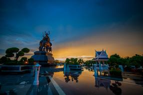 Thailand monument at Sunset Background