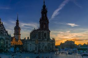 Dresden Church panorama sunset