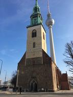 tower on the church in the city