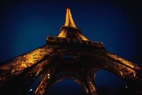 illuminated eiffel tower Places Landmark Architecture