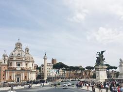 panoramic view of tourists in historic rome