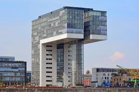 modern building near the river rhine