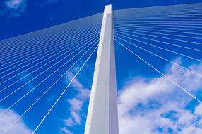 white suspension bridge wires close up